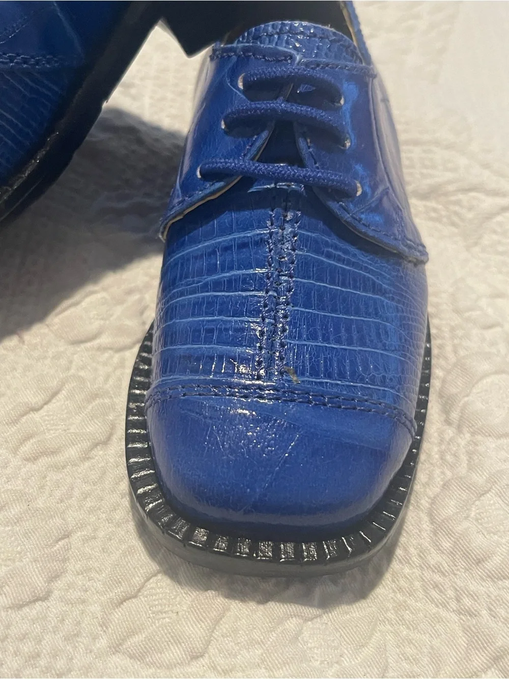 Gliders Toddlers Size 6 Royal Blue Leather Lace up Lace-Up Dress Shoes